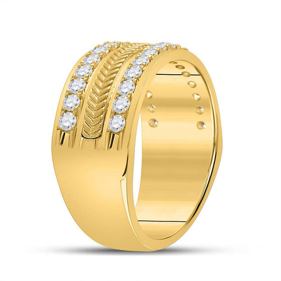 14k Yellow Gold Mens Round Diamond Wheat Wedding Band Ring 1 Cttw
