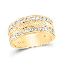  14k Yellow Gold Mens Round Diamond Wheat Wedding Band Ring 1 Cttw
