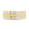 14k Yellow Gold Mens Round Diamond Wedding Hammered Band Ring 3/4 Cttw
