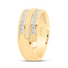 14k Yellow Gold Mens Round Diamond Wedding Hammered Band Ring 3/4 Cttw