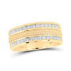 14k Yellow Gold Mens Round Diamond Wedding Hammered Band Ring 3/4 Cttw