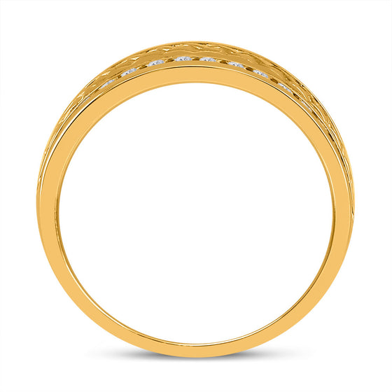 14k Yellow Gold Mens Round Diamond Wedding Braid Inlay Band Ring 3/4 Cttw