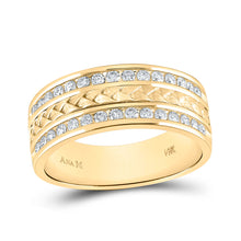  14k Yellow Gold Mens Round Diamond Wedding Braid Inlay Band Ring 3/4 Cttw