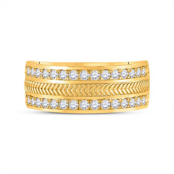 14k Yellow Gold Mens Round Diamond Wedding Wheat Band Ring 3/4 Cttw