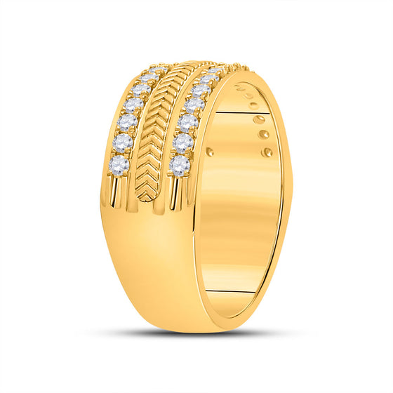 14k Yellow Gold Mens Round Diamond Wedding Wheat Band Ring 3/4 Cttw