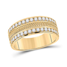  14k Yellow Gold Mens Round Diamond Wedding Wheat Band Ring 3/4 Cttw