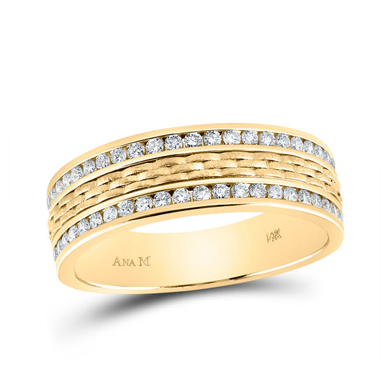 14k Yellow Gold Mens Round Diamond Wedding Band Ring 1/2 Cttw