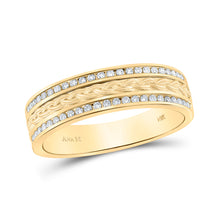  14k Yellow Gold Mens Round Diamond Wedding Braid Band Ring 1/3 Cttw