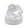 14k White Gold His Hers Round Diamond Cluster Matching Wedding Set 1-7/8 Cttw
