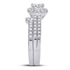 14k White Gold His Hers Round Diamond Halo Matching Wedding Set 2 Cttw