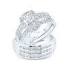 14k White Gold His Hers Round Diamond Halo Matching Wedding Set 2 Cttw