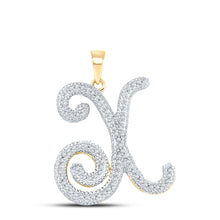  10k Yellow Gold Womens Round Diamond X Initial Letter Pendant 1/4 Cttw