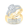 14k Yellow Gold His Hers Round Diamond Halo Matching Wedding Set 2 Cttw