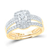 14k Yellow Gold His Hers Round Diamond Solitaire Matching Wedding Set 1-3/4 Cttw