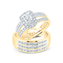  14k Yellow Gold His Hers Round Diamond Solitaire Matching Wedding Set 1-3/4 Cttw