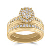 14k Yellow Gold His Hers Round Diamond Cluster Matching Wedding Set 1-1/5 Cttw