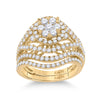 14k Yellow Gold Round Diamond Bridal Wedding Ring Band Set 1-3/4 Cttw
