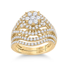  14k Yellow Gold Round Diamond Bridal Wedding Ring Band Set 1-3/4 Cttw