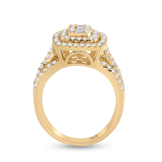 14k Yellow Gold Womens Baguette Diamond Square Ring 7/8 Cttw