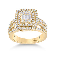  14k Yellow Gold Womens Baguette Diamond Square Ring 7/8 Cttw