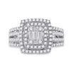 14k White Gold Womens Baguette Diamond Square Ring 7/8 Cttw