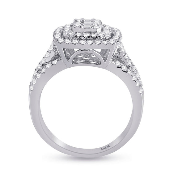 14k White Gold Womens Baguette Diamond Square Ring 7/8 Cttw