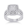 14k White Gold Womens Baguette Diamond Square Ring 7/8 Cttw