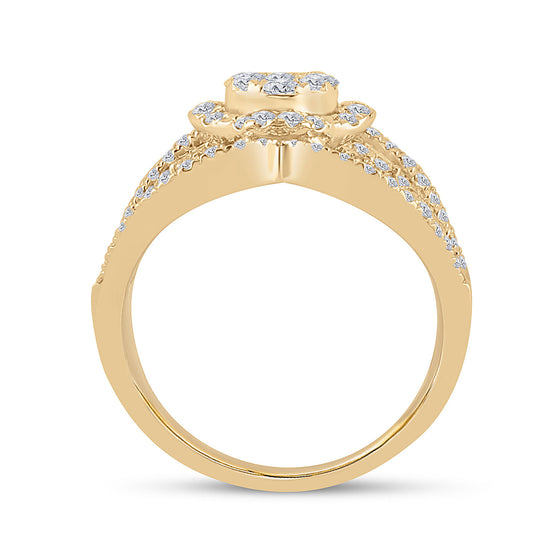14k Yellow Gold Womens Round Diamond Fashion Ring 1-3/4 Cttw