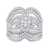 14k White Gold Womens Round Diamond Fashion Ring 1-3/4 Cttw