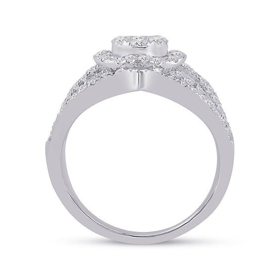 14k White Gold Womens Round Diamond Fashion Ring 1-3/4 Cttw