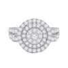 14k White Gold Womens Round Diamond Circle Cluster Ring 1-1/3 Cttw
