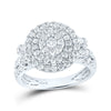 14k White Gold Womens Round Diamond Circle Cluster Ring 1-1/3 Cttw