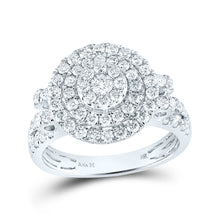  14k White Gold Womens Round Diamond Circle Cluster Ring 1-1/3 Cttw