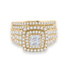 14k Yellow Gold Princess Diamond Bridal Wedding Ring Band Set 1-3/4 Cttw