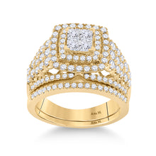 14k Yellow Gold Princess Diamond Bridal Wedding Ring Band Set 1-3/4 Cttw