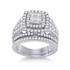 14k White Gold Princess Diamond Bridal Wedding Ring Band Set 1-3/4 Cttw