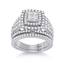  14k White Gold Princess Diamond Bridal Wedding Ring Band Set 1-3/4 Cttw