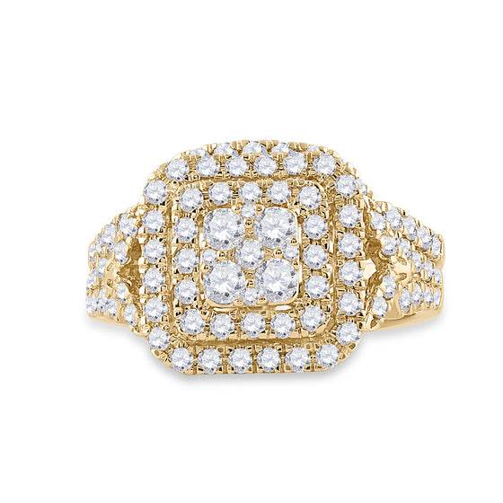 14k Yellow Gold Round Diamond Bridal Wedding Ring Band Set 1-1/4 Cttw