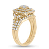 14k Yellow Gold Round Diamond Bridal Wedding Ring Band Set 1-1/4 Cttw
