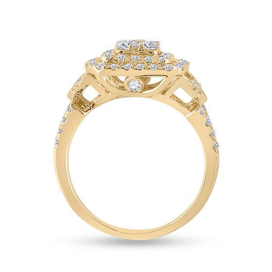 14k Yellow Gold Round Diamond Bridal Wedding Ring Band Set 1-1/4 Cttw