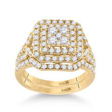  14k Yellow Gold Round Diamond Bridal Wedding Ring Band Set 1-1/4 Cttw
