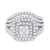 14k White Gold Round Diamond Bridal Wedding Ring Band Set 1-3/4 Cttw