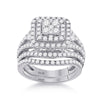 14k White Gold Round Diamond Bridal Wedding Ring Band Set 1-3/4 Cttw
