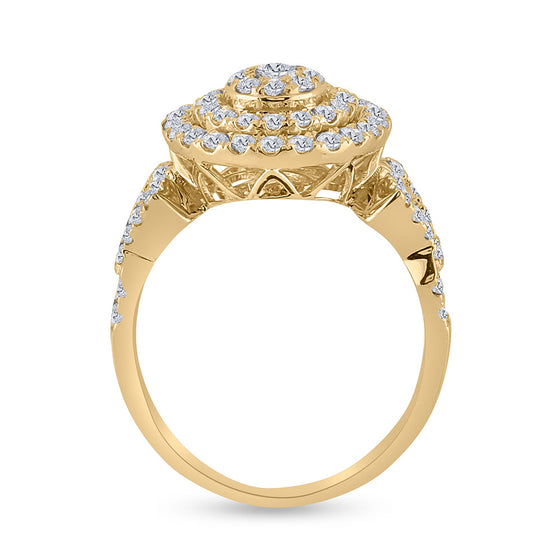 14k Yellow Gold Round Diamond Bridal Wedding Ring Band Set 1-1/3 Cttw