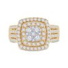14k Yellow Gold Womens Round Diamond Square Cluster Ring 1-1/2 Cttw