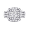 14k White Gold Womens Round Diamond Square Cluster Ring 1-1/2 Cttw
