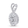 14k White Gold Womens Baguette Diamond Cluster Pendant 1/4 Cttw