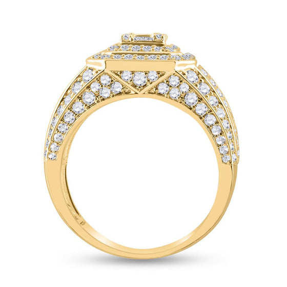 14k Yellow Gold Mens Baguette Diamond Square Ring 2-1/2 Cttw