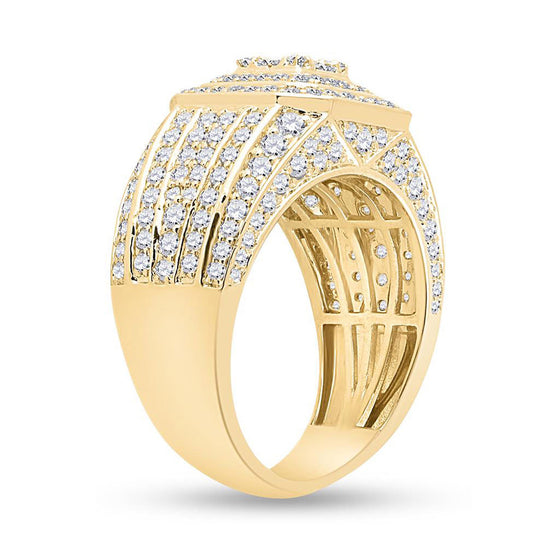 14k Yellow Gold Mens Baguette Diamond Square Ring 2-1/2 Cttw