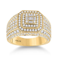  14k Yellow Gold Mens Baguette Diamond Square Ring 2-1/2 Cttw